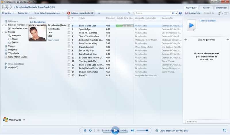 windows media player ripeando cds de musica